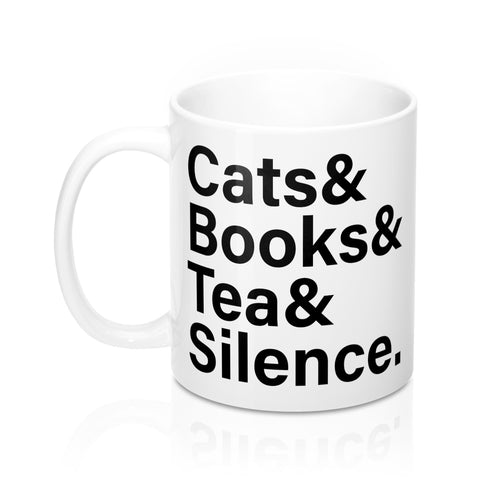 Introvert's Mug- Cats Books Tea Silence 11oz