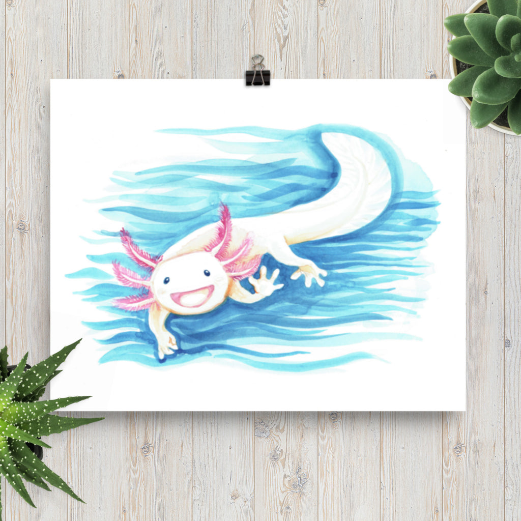 Axolotl Watercolor Print