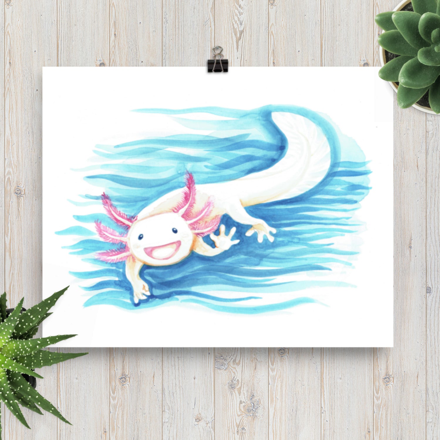 Axolotl Watercolor Print