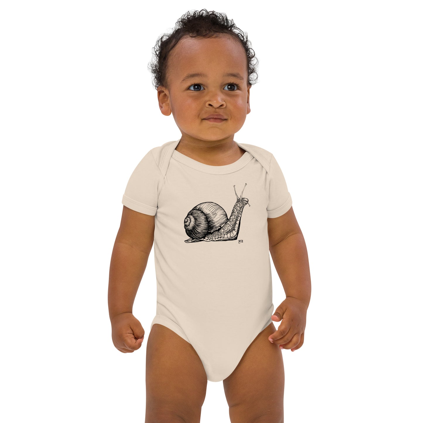 Snail Lineart Organic cotton baby bodysuit