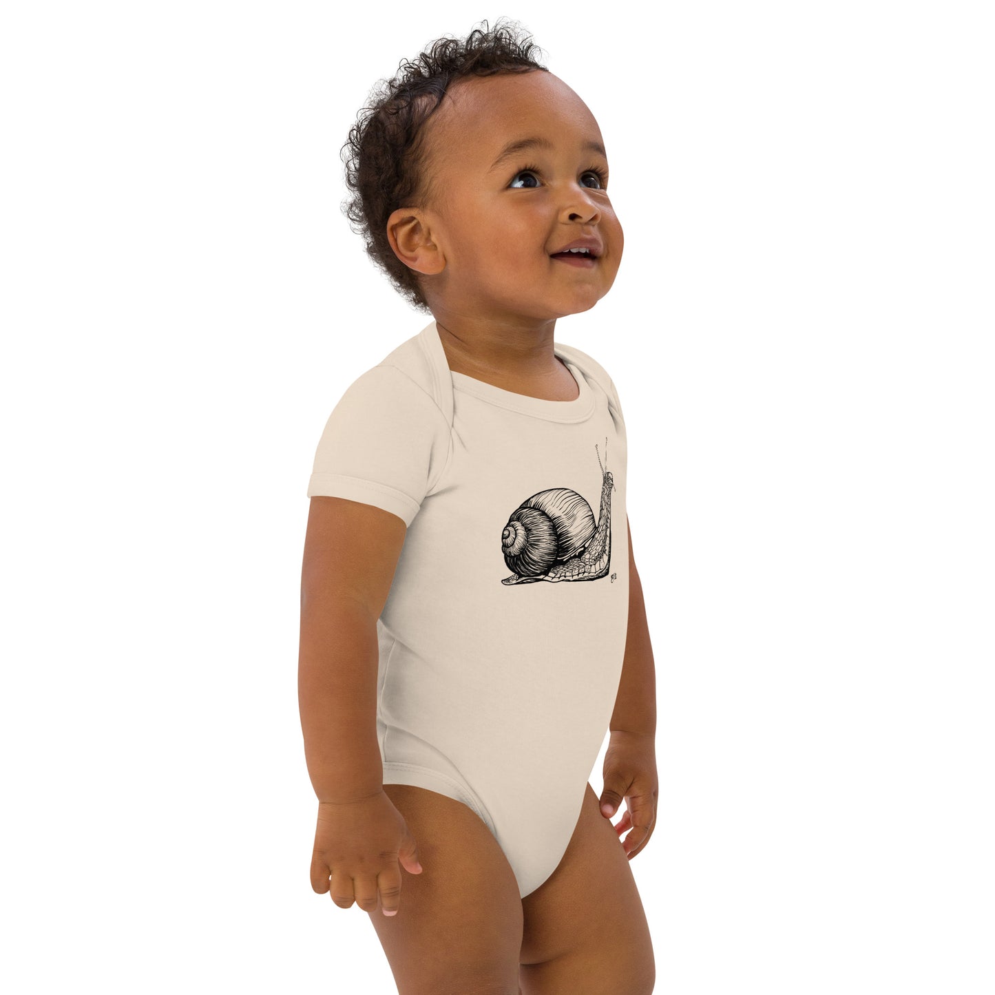 Snail Lineart Organic cotton baby bodysuit