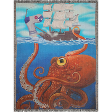 Giant Octopus Kraken with Sock Puppet Woven Blanket