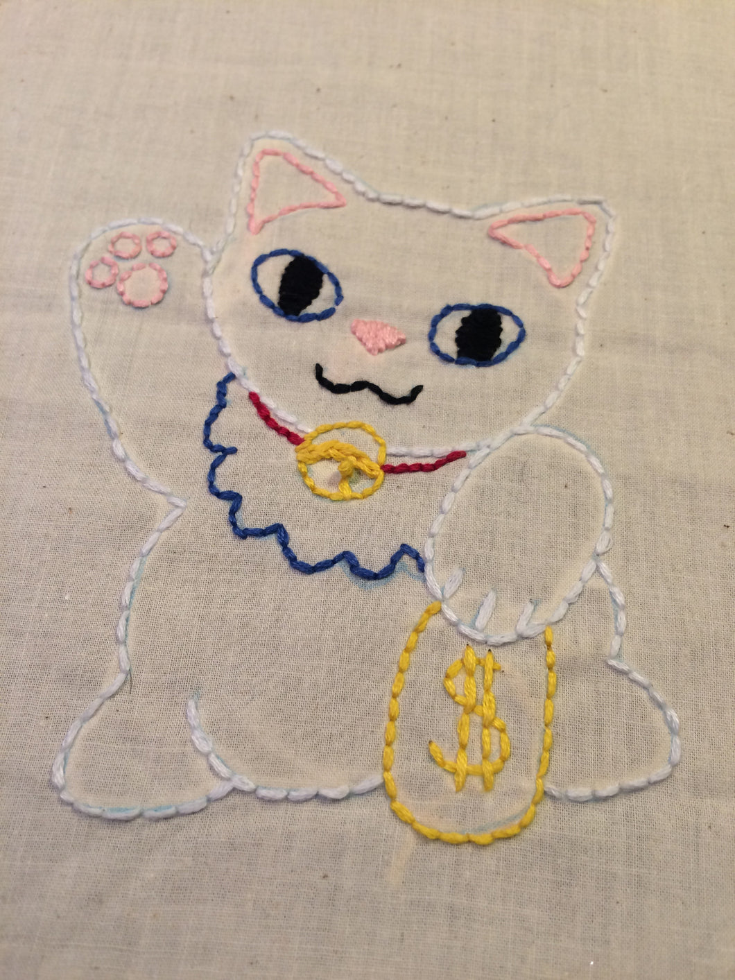 Moneycat Embroidery pattern