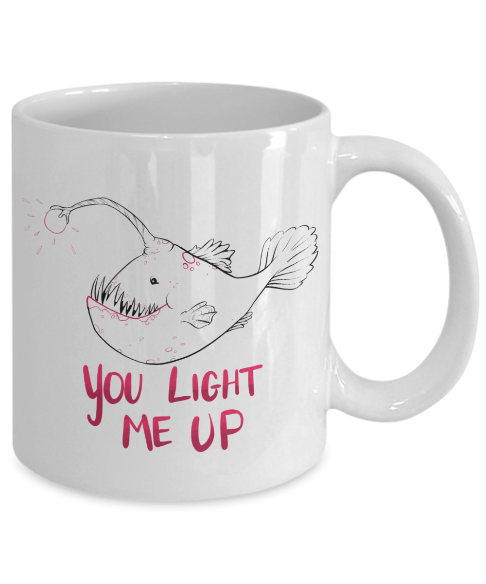 Funny Anglerfish Valentine Mug Gift for Boyfriend Girlfriend Husband Wife Fiance Nerdfighters