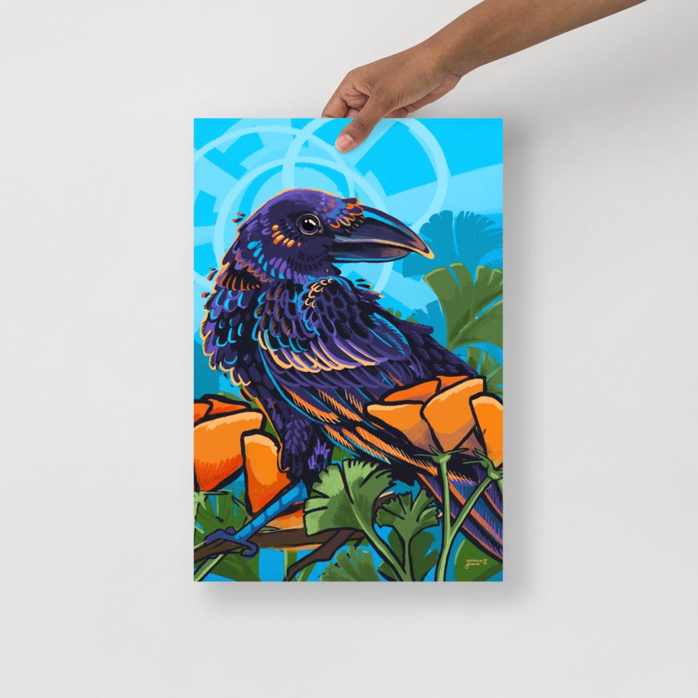 Raven and Poppies Poster
