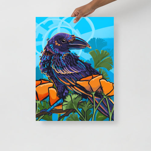 Raven and Poppies Poster