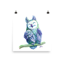 Violet Owl Watercolor Poster Print