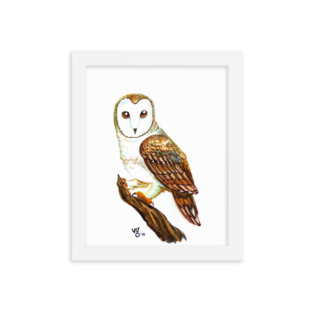 Watercolor Barn Owl Framed print