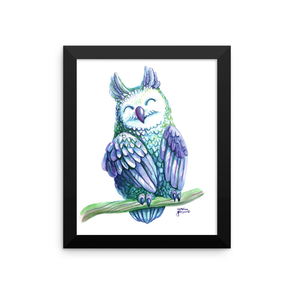 Violet Watercolor Owl Framed Poster