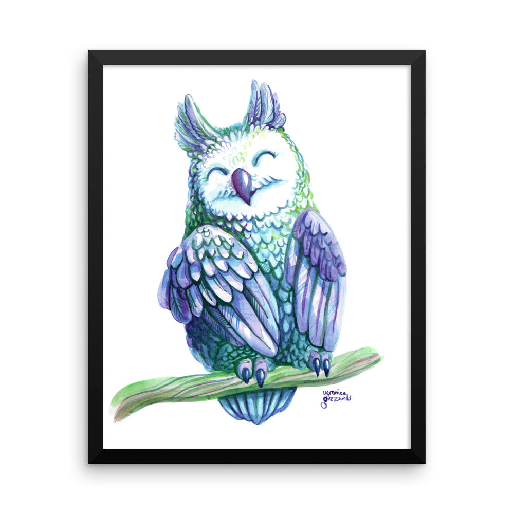 Violet Watercolor Owl Framed Poster