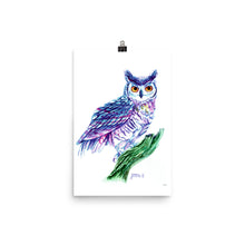 Watercolor Horned Owl Poster Print