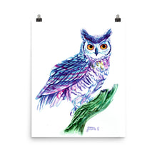 Watercolor Horned Owl Poster Print