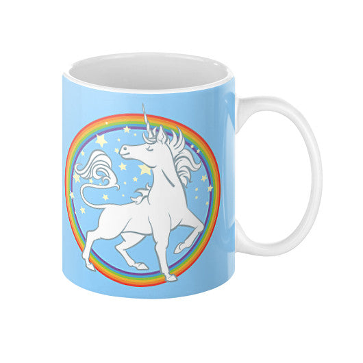 Rainbow Unicorn Ceramic Mug with Lid and Steel Spoon