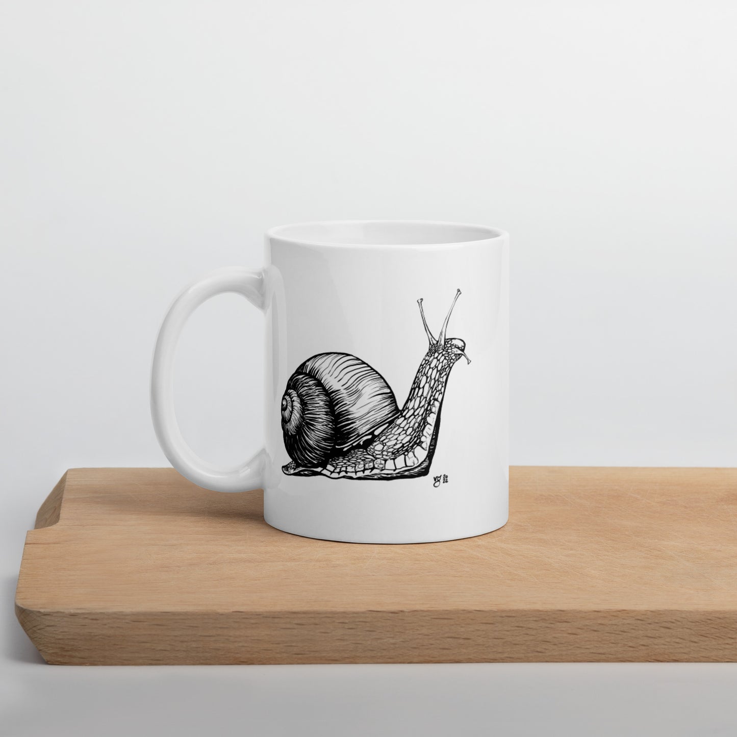 Fancy Snail White glossy mug