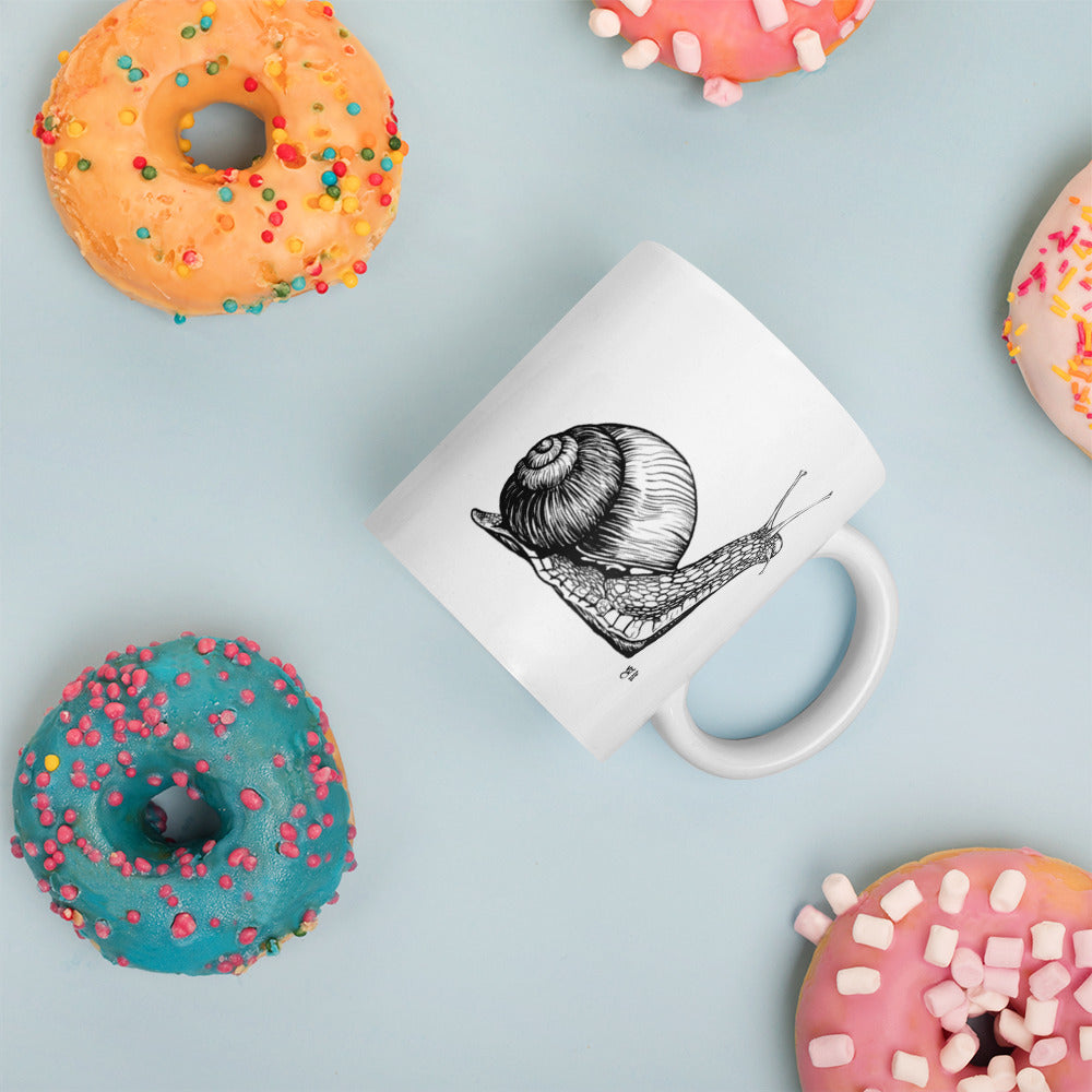 Fancy Snail White glossy mug