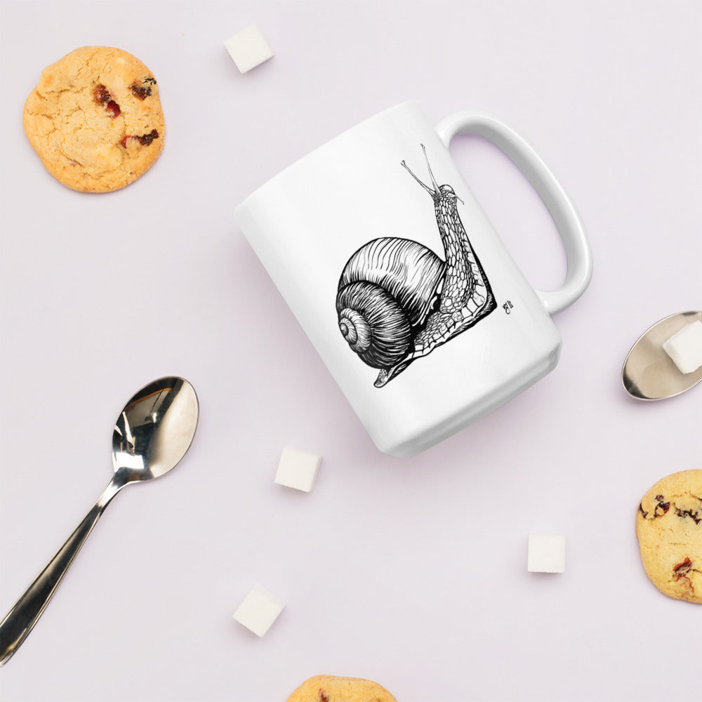 Fancy Snail White glossy mug