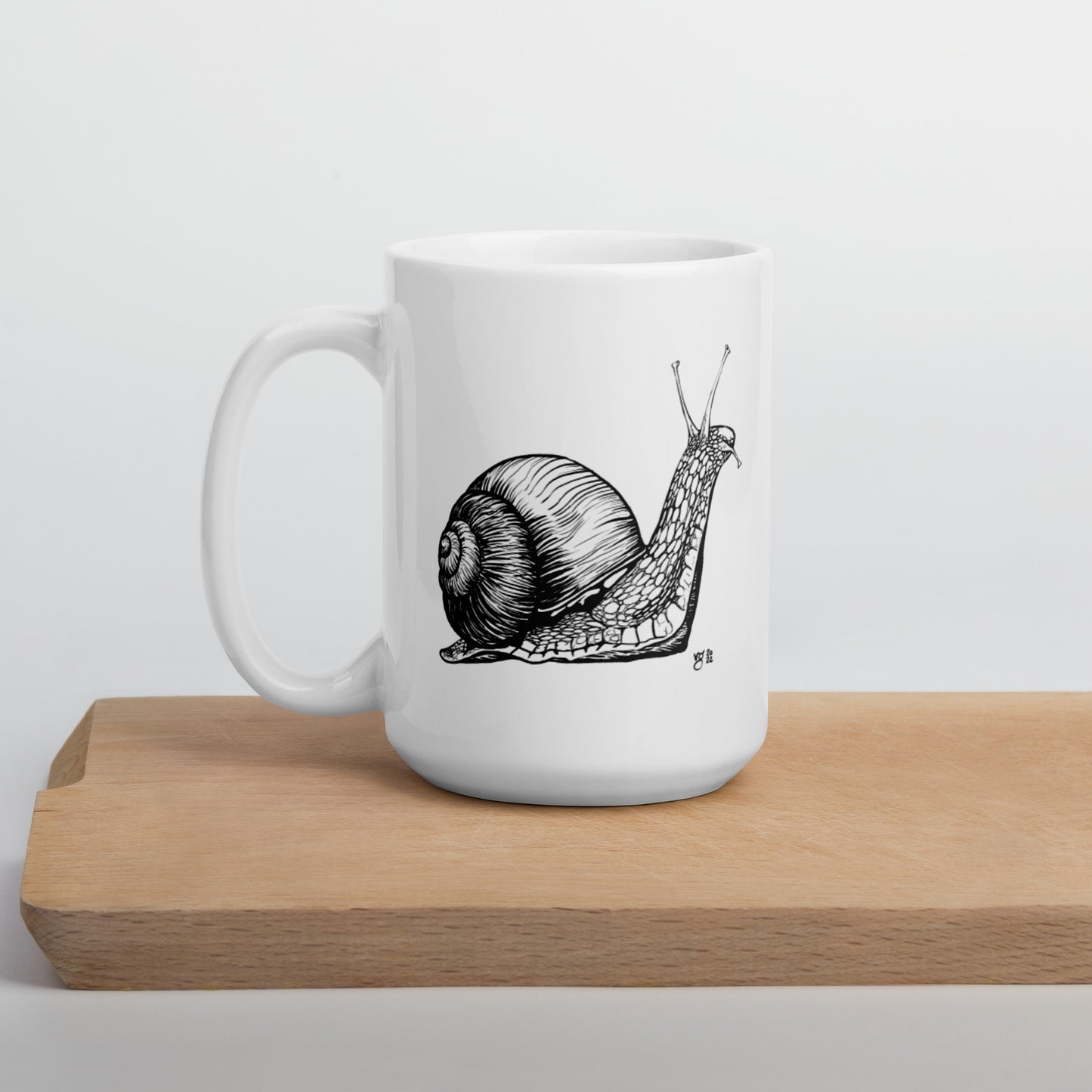 Fancy Snail White glossy mug