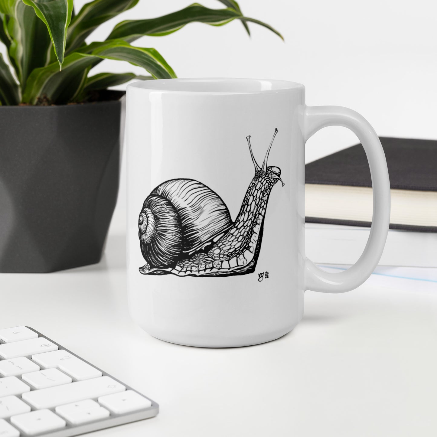 Fancy Snail White glossy mug